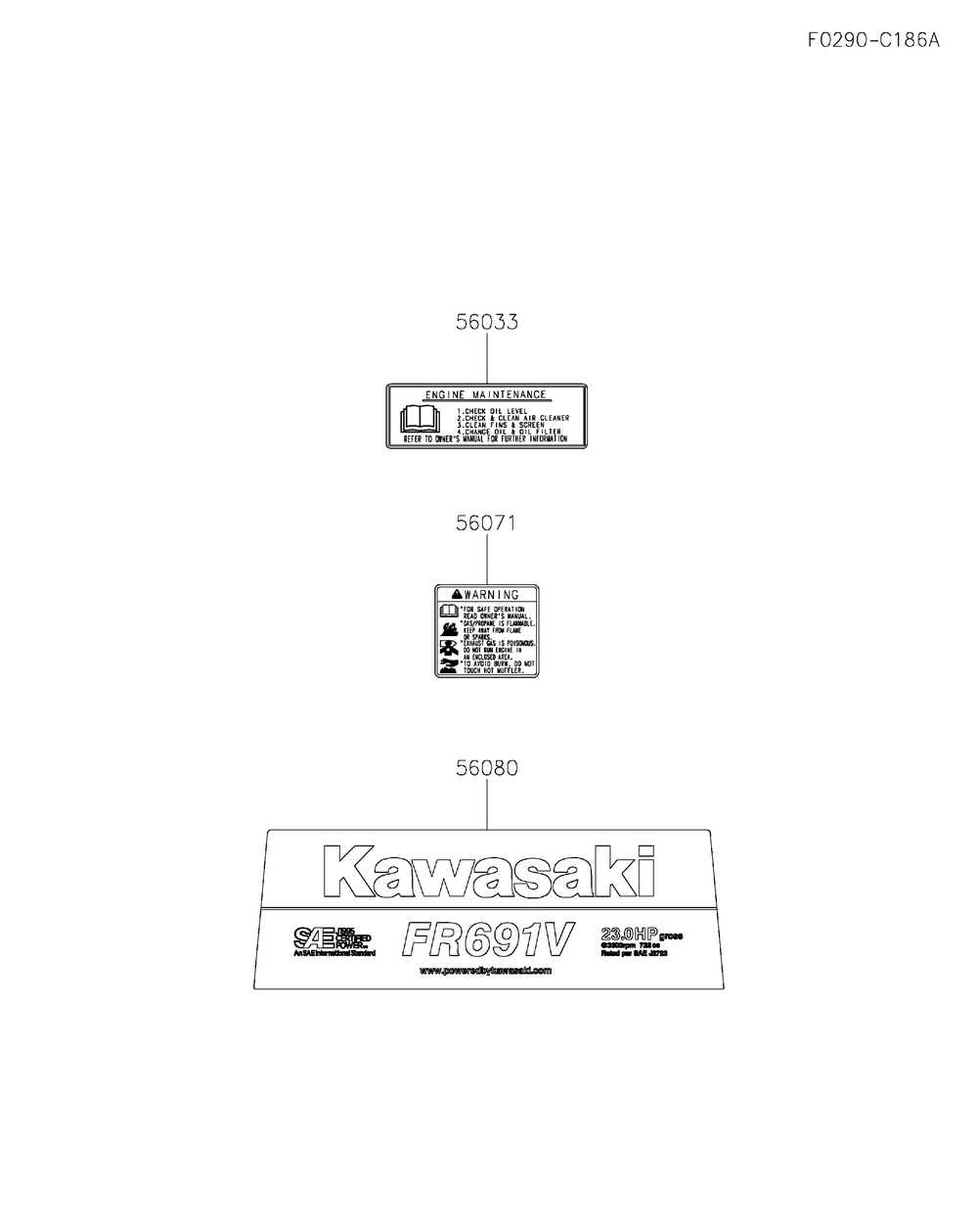 Label Diagram and Parts List for FR691V-HS05  Cub Cadet Lawn Tractor